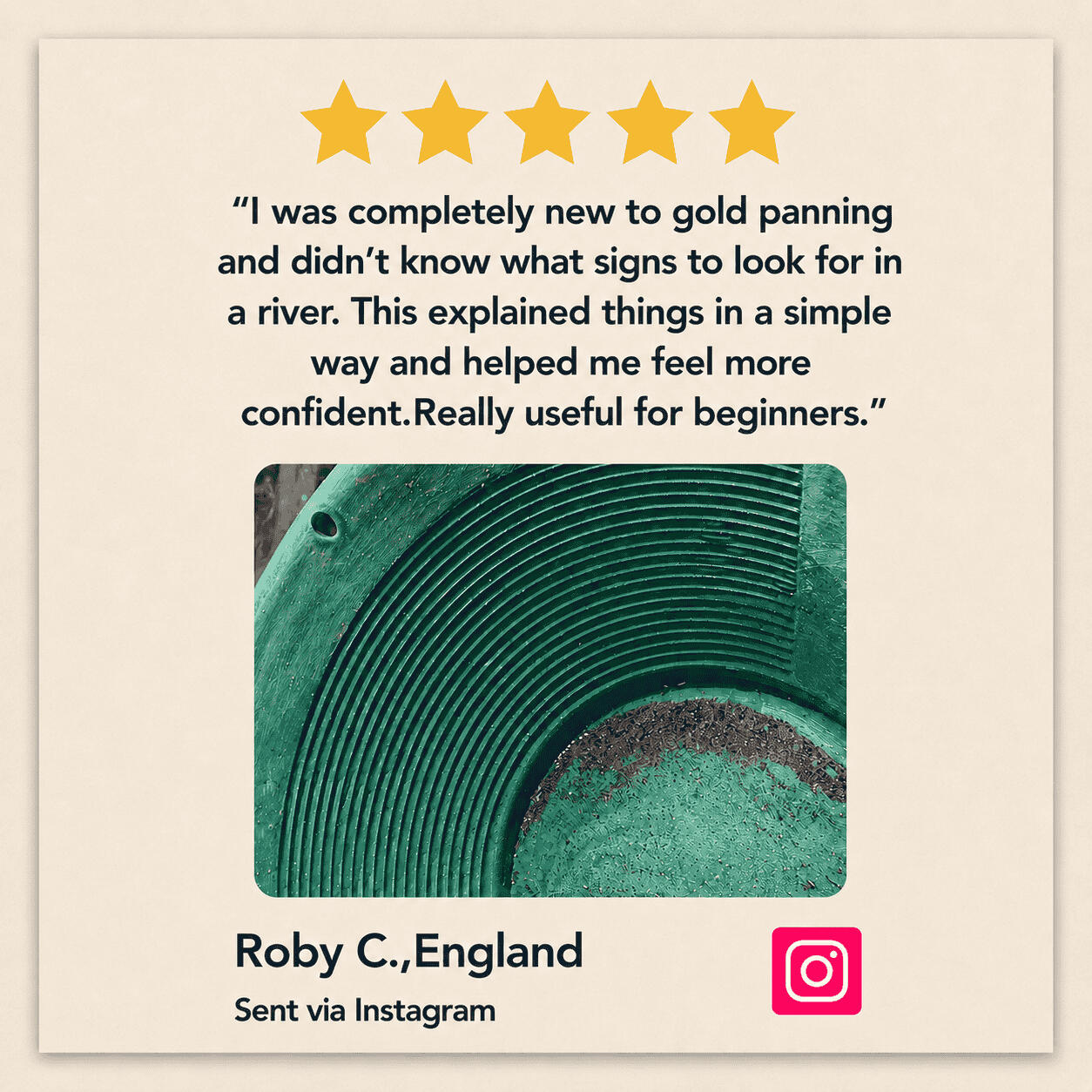 Gold panning testimonial Gold panning testimonial