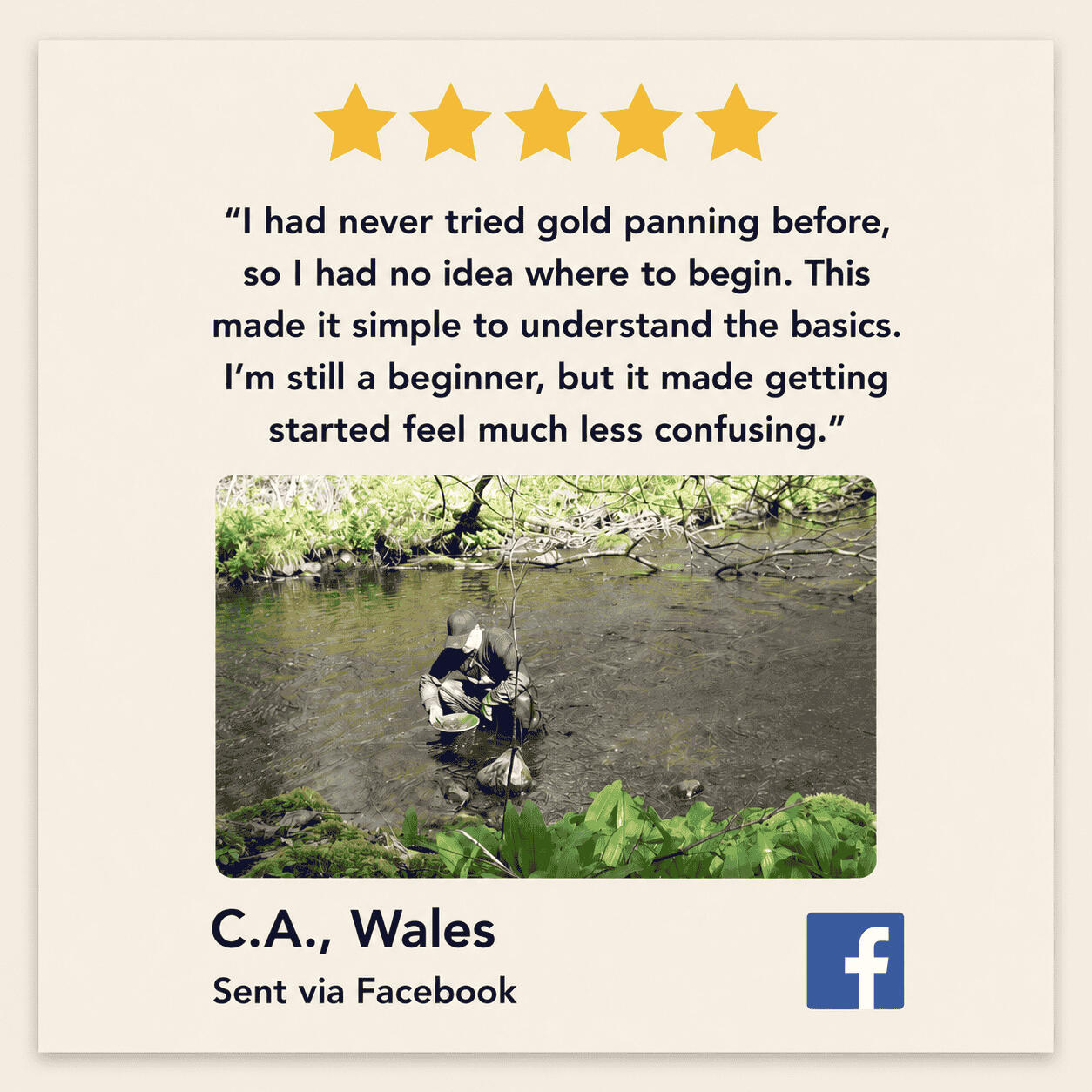 Gold panning testimonial Gold panning testimonial